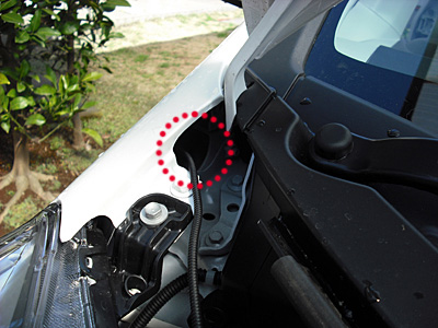 HONDA FIT RS GE8 5MT TYPE R LEDフォグリング(2) 室内への配線引き込み3